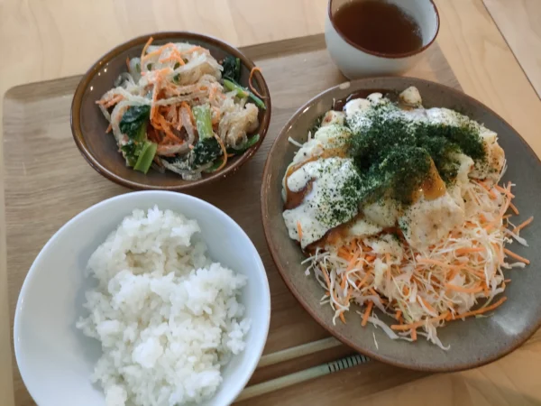 ある日のミールキットのごはん。食材がカットされたものが毎日届くものを利用。便利でおいしい