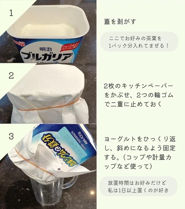 TSUKIさん流水切りヨーグルトの作り方