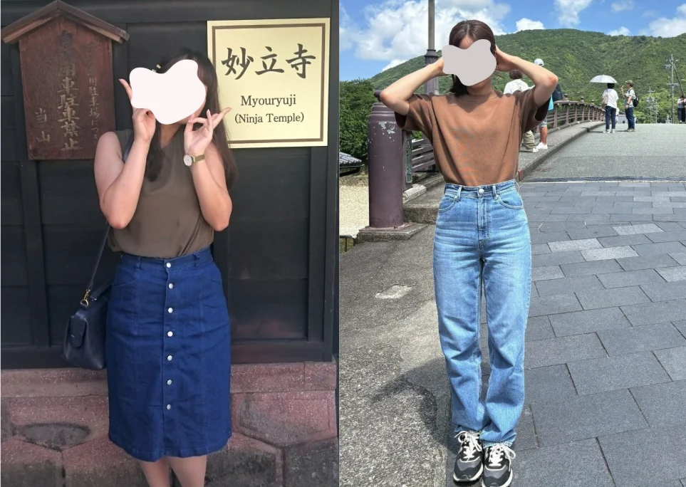 ダイエット後、ボトムスはLサイズからS、XSサイズに。以前はためらっていた試着もできるようになった